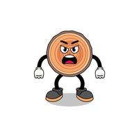 wood trunk cartoon illustration with angry expression vector