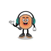 Mascot Illustration of wood trunk as a customer services vector