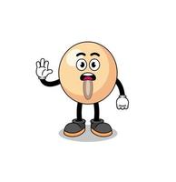 soy bean cartoon illustration doing stop hand vector