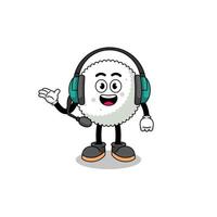 Mascot Illustration of rice ball as a customer services vector