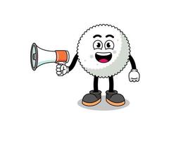rice ball cartoon illustration holding megaphone vector