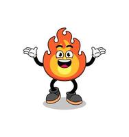 fire cartoon searching with happy gesture vector