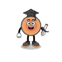 wood trunk mascot with graduation pose vector