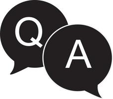 questions and answers speech bubbles flat icon on white background. Q and A sign. vector