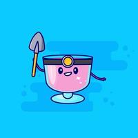 cartoon pink drink with a shovel vector