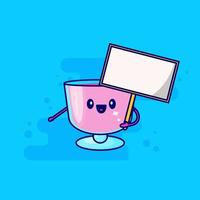 pink drink cartoon character bring a board vector