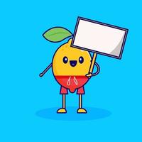 lemon cartoon character carrying a board vector