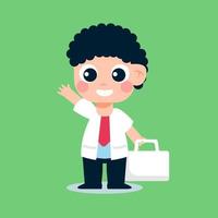 little doctor character carrying a bag vector