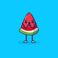 watermelon cartoon character shocked expression vector