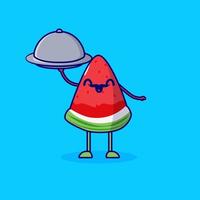 food waiter watermelon cartoon character vector
