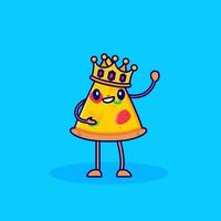 rey corona pizza personaje de dibujos animados vector