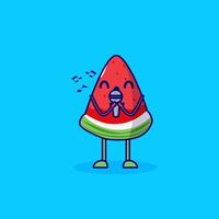 watermelon cute cartoon character singing vector