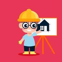 labor cartoon character explaining design vector