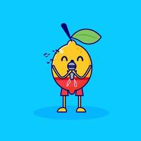 cute lemon character is singing vector