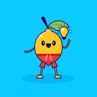 cute lemon cartoon character gets an idea vector