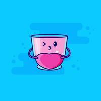 pink drink cartoon character take heart vector