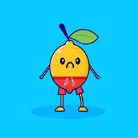 expresión triste personaje de dibujos animados de limón vector