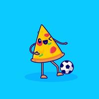 vector de personaje de dibujos animados de pizza de fútbol