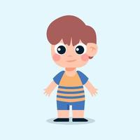 cute little boy character standing vector