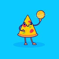 pizza basket cartoon character vector