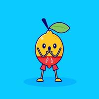 cute lemon cartoon character shocked expression vector