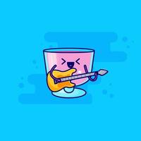 pink drink cartoon character with guitar vector