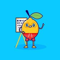 eye test lemon cartoon character vector