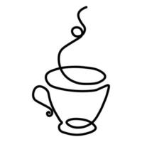 Continuous line drawing of cup of coffee vector