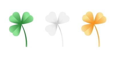 Set of shamrocks in Irish flag colors vector