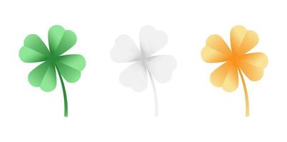 Set of shamrocks in Irish flag colors vector