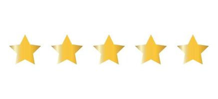 Five gold stars quality icon isolated on white background vector