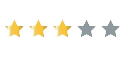 Three gold stars quality icon isolated on white background vector