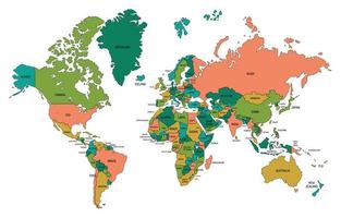 plantilla de mapa del mundo colorido vector