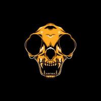 Illustration of a cat skull in yellow color vector