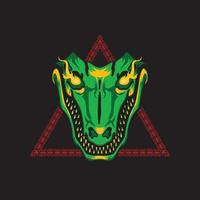 Illustration of alligator skull and red triangle symbol vector