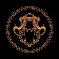 Illustration of a bear skull and a symbol of darkness vector