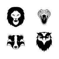 Black and White Animal Head vector