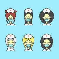 Hand Drawn Nurse Use a Mask vector