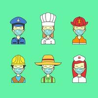 Hand Drawn The Workers Use Masks vector