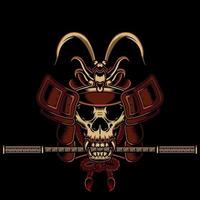 Illustration of monkey skull and samurai helmet vector