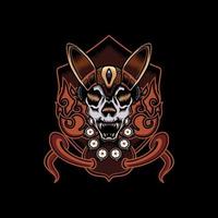 Illustration of jackal skull and abstract ornament vector