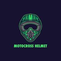 MOTOCROSS HELMET ILLUSTRATION WITH GREEN COLOR vector