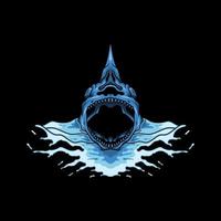 Illustration of a shark skull on water surface vector