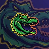 logotipo de mascota de cocodrilo para juegos de deportes o emblemas vector