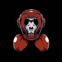 ilustración de un cráneo de canguro con equipo de boxeo vector