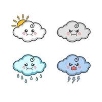 personaje de nube kawaii dibujado a mano vector