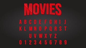 MOVIES TEXT EFFECT ILLUSTRATION WITH RED COLOR vector