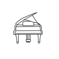 piano música instrumento entretenimiento dibujado a mano línea orgánica doodle vector