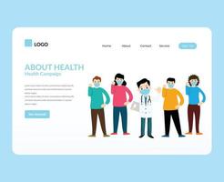 website landing page about together taking care of health vector