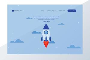 landing page website rocket space theme for business launch vector